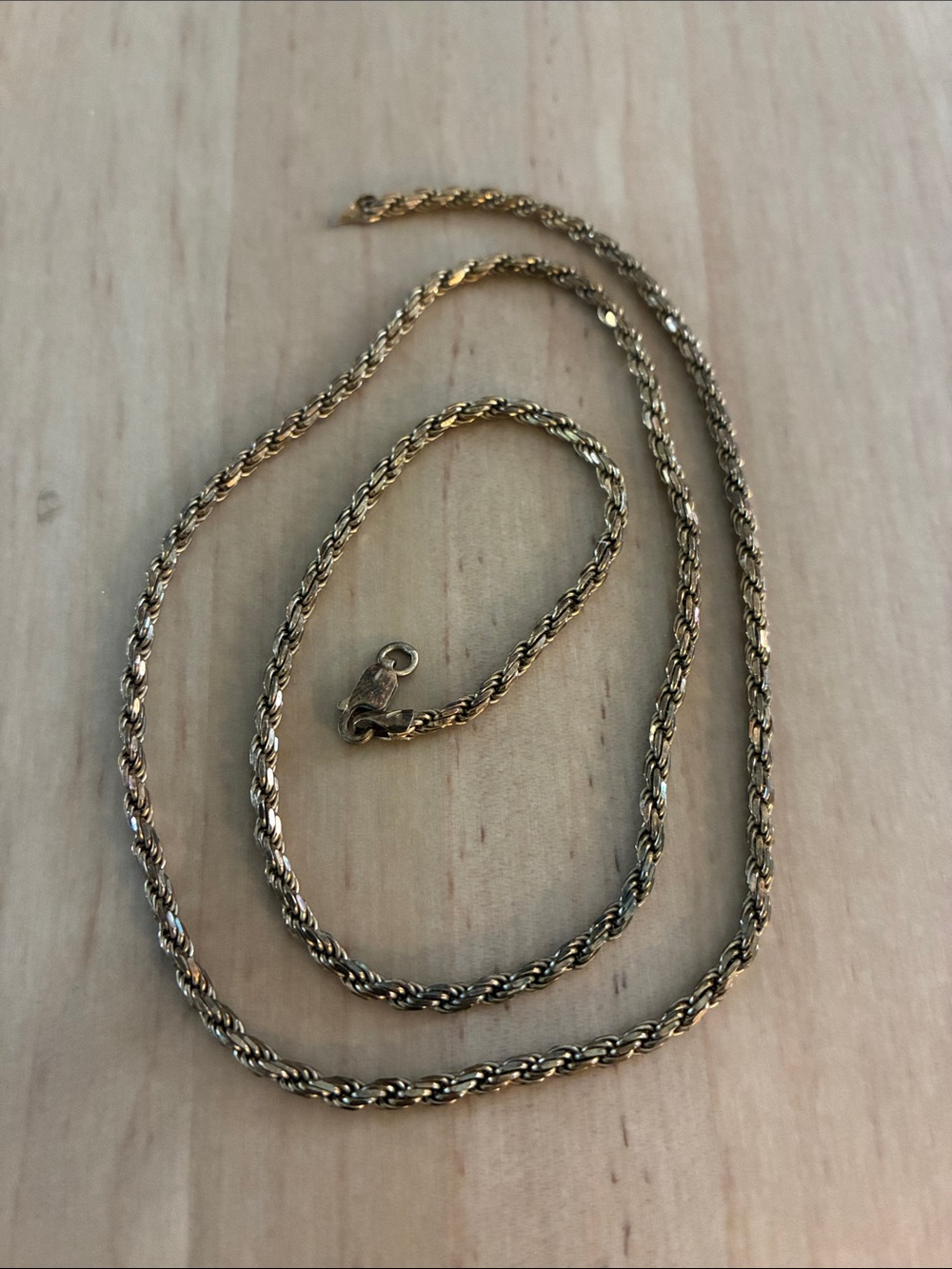 Jaxxon Men’s Chain Rope Necklace 925 Italy Gold Plated 22” * Broken Clasp